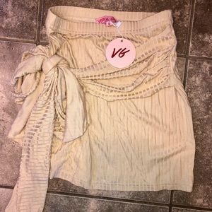 Verge Girl Eastside Ribbed Tie Mini Skirt in pale yellow